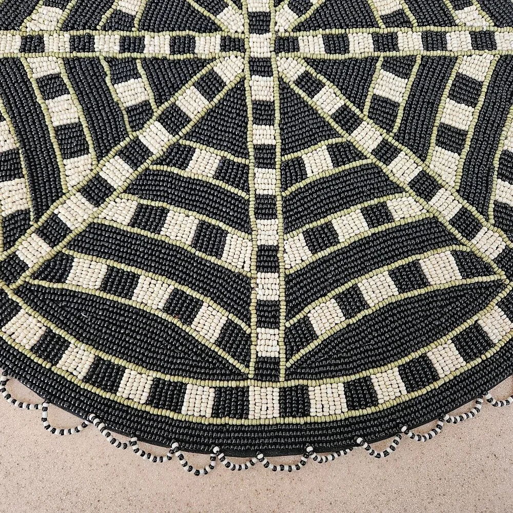 RARE MACKENZIE CHILDS SPIDER WEB COURTLY CHECK HALLOWEEN FALL PLACEMAT CHARGER